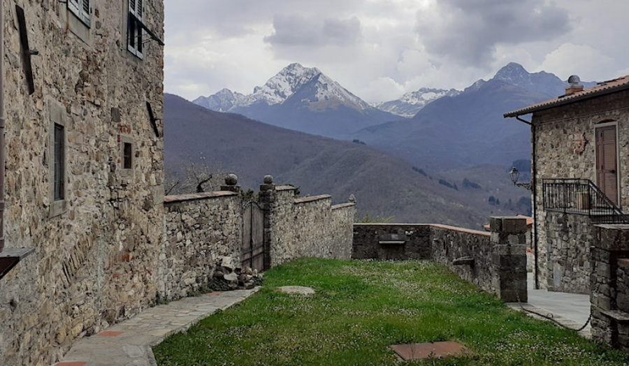 View of the mountains from the old stone-built town.
